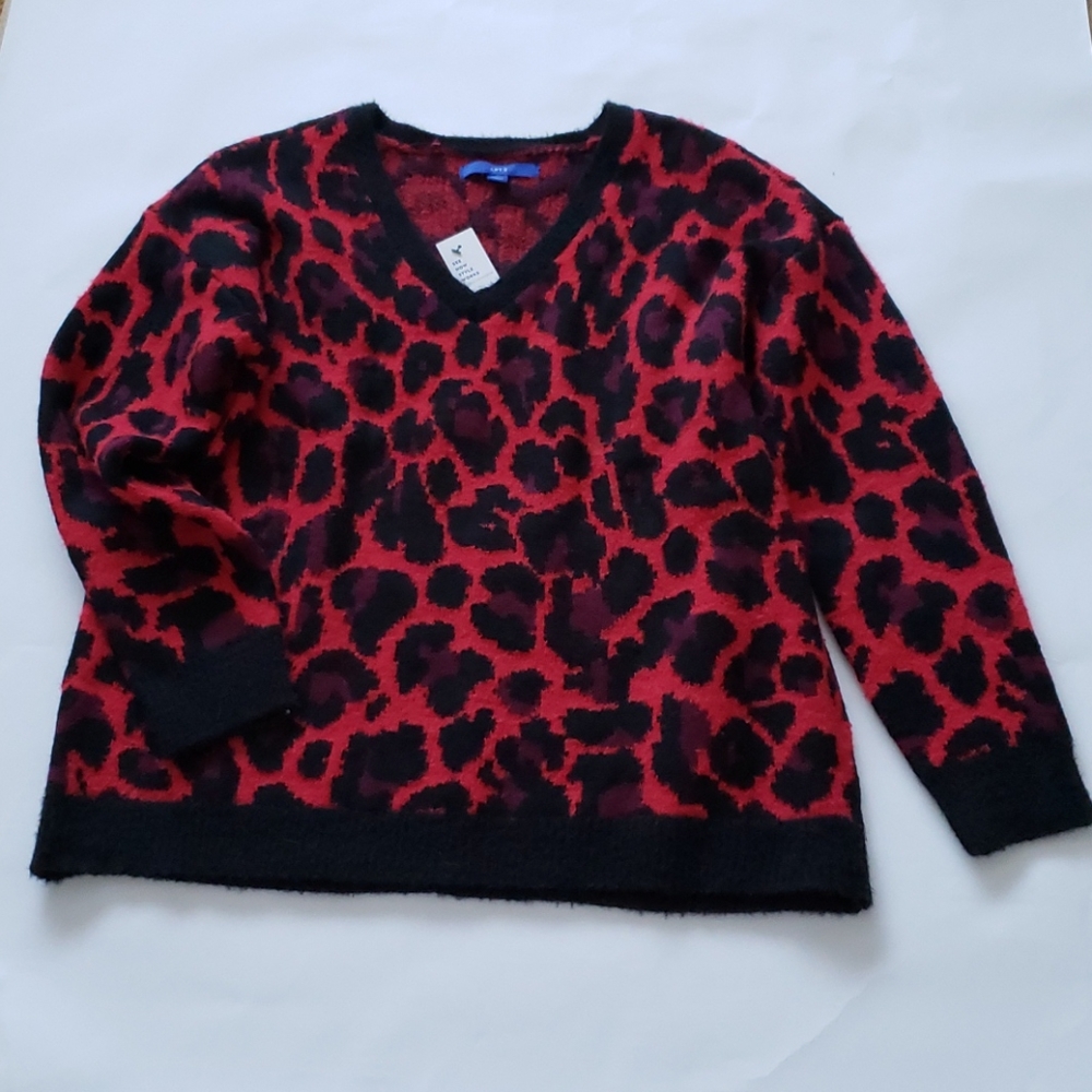 Apt. 9 Soft Knit Leopard Print V-neck Sweater - M - Picture 6 of 8